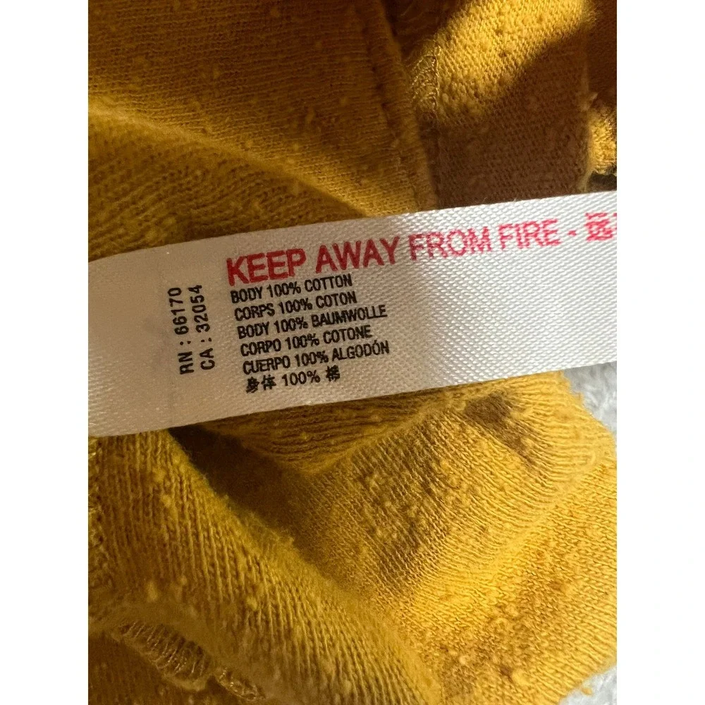 Free People Beach Mustard Yellow Cotton Button Front Cardigan Sweater Small Boho